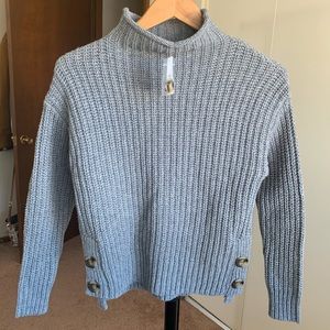 Madewell Mock Neck Chunky Knit Pullover Wool Sweater Gray NWT Women’s XS